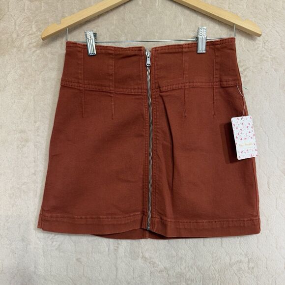 NWT Free People Zip Mini Skirt  Size 28 Reddish‎ Brown MSRP $68 Boho - Picture 15 of 16